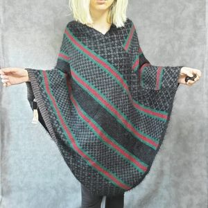 Turn of the century patterned earthy striped poncho